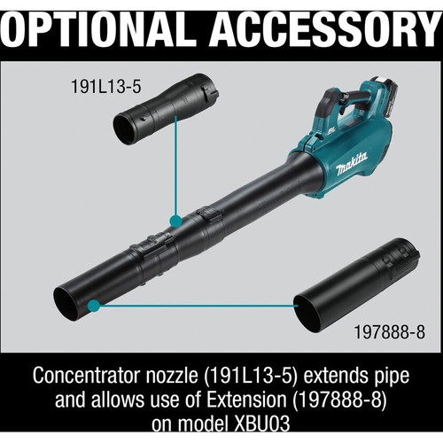 Makita 191L13-5  Blower Nozzle - for Use with Model XBU03 Image 1 Makita 191L13-5  Blower Nozzle - for Use with Model XBU03 Image 1