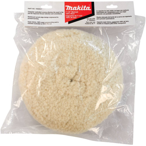 Makita 192629-7  7" Wool Bonnet for Compounding - Hook & Loop  Image 1