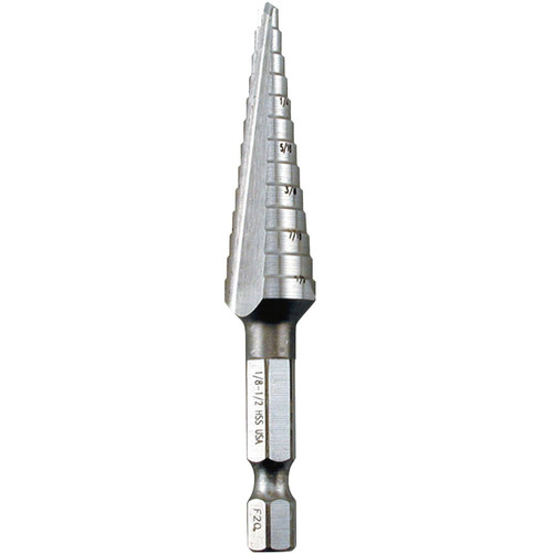 Makita 711492-A  1/8" - 1/2" H.S.S. Step Drill Bit, 1/4" Hex Shank Image 0