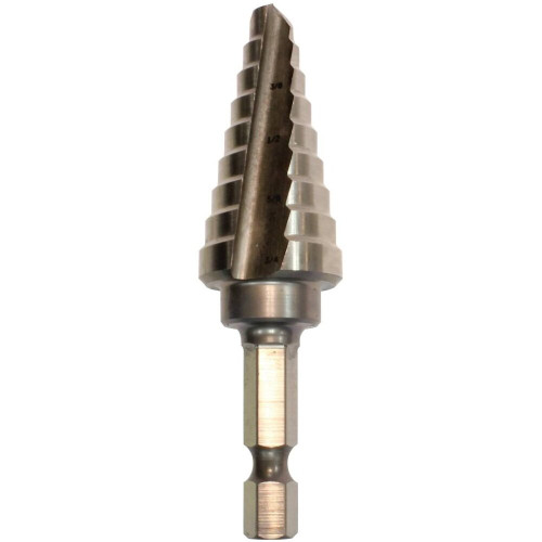 Makita 711493-A  1/4"-3/4" H.S.S. Step Drill Bit, 1/4" Hex Shank Image 0