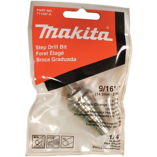 Makita 711497-A  1/2"-1" H.S.S. Step Drill Bit, 1/4" Hex Shank Image 2
