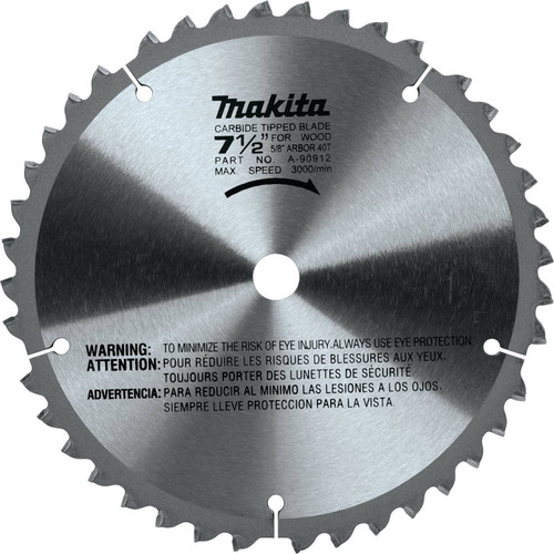 Makita A-90912  7-1/2" 40T Carbide-Tipped Miter Saw Blade Image 0 Makita A-90912  7-1/2" 40T Carbide-Tipped Miter Saw Blade Image 0
