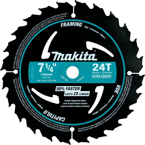Makita A-94530-10 7-1/4" 24T Carbide Tipped, Ultra Coated Circular Saw Blade, Framing, 10 per package Image 1