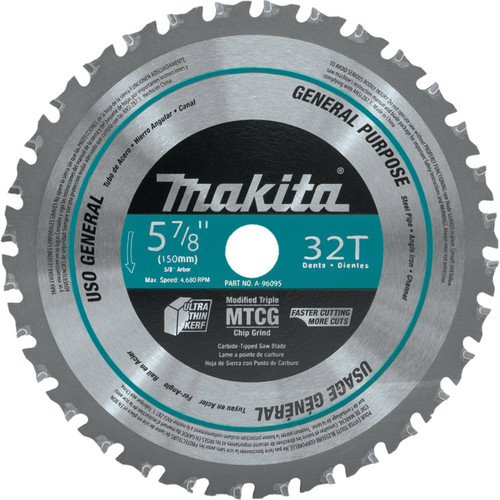 Makita A-96095  5-7/8" 32T Carbide Tipped Saw Blade, Metal/General Purpose Image 0