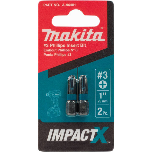 Makita A-96481  ImpactX #3 Phillips 1 inch Insert Bit, 2 per package Image 1