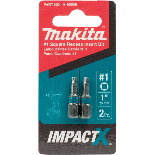 Makita A-96506 ImpactX #1 Square Recess 1" Insert Bit, 2 per package Image 1
