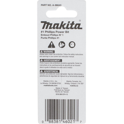 Makita A-96643  ImpactX #1 Phillips 2? Power Bit, 2 per package Image 4