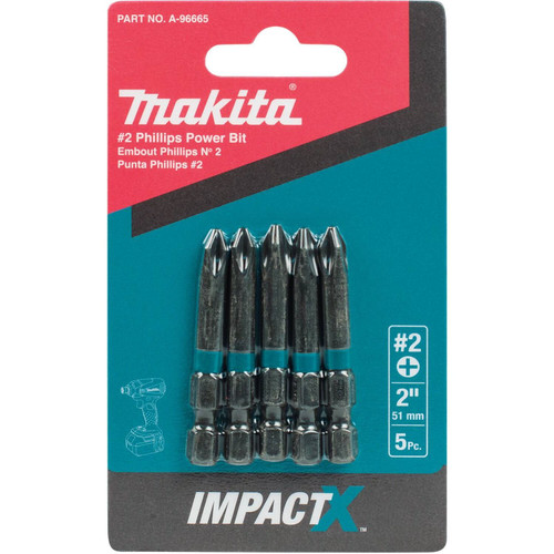Makita A-96665  ImpactX #2 Phillips 2 inch Power Bit, 5 per package Image 2