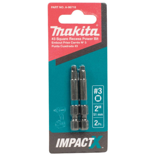 Makita A-96718 ImpactX #3 Square Recess 2 inch Power Bit, 2 per package Image 1