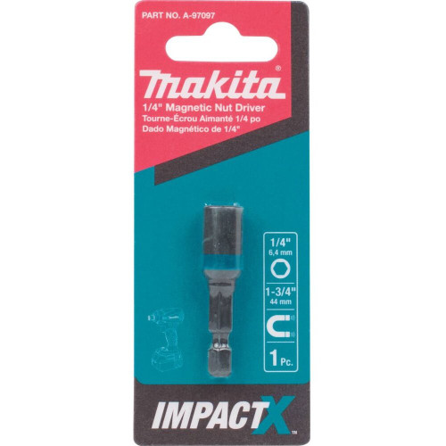 Makita A-97097  ImpactX  1/4" x 1-3/4" Magnetic Nut Driver Image 1