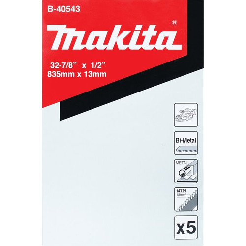 Makita B-40543 32-7/8" 14 TPI Bi-Metal Compact Portable Band Saw Blade, 5 Pack Image 1