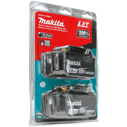 Makita BL1860B-2  18V LXT Lithium-Ion 6.0Ah Battery, 2 per package Image 1