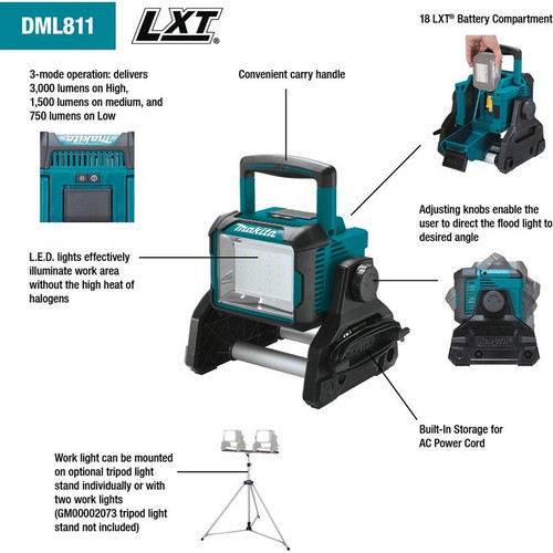 Makita DML811  18V LXT Lithium-Ion Cordless/Corded Work Light, Light Only Image 4