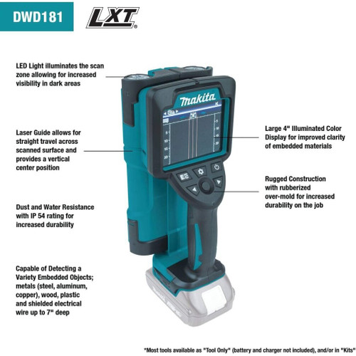 Makita DWD181R1J  18V LXT Lithium-Ion Cordless Multi-Surface Scanner Kit (2.0Ah), with Interlocking Storage Case Image 1 Makita DWD181R1J  18V LXT Lithium-Ion Cordless Multi-Surface Scanner Kit (2.0Ah), with Interlocking Storage Case Image 1