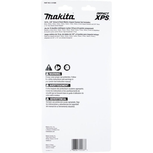 Makita E-01688  Impact XPS 10 Piece 3/8" Drive 6-Point Metric Impact Socket Set Image 2