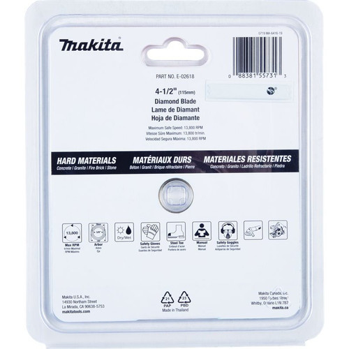 Makita E-02618  4-1/2" Diamond Blade, Turbo, Hard Material Image 2