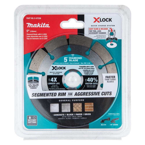 Makita E-07238  X-LOCK 5" Segmented Diamond Blade for Masonry Cutting Image 1