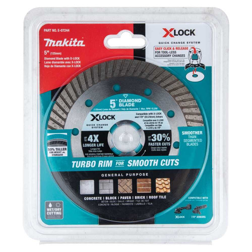 Makita E-07244  X-LOCK 5" Turbo Rim Diamond Blade for Masonry Cutting Image 1