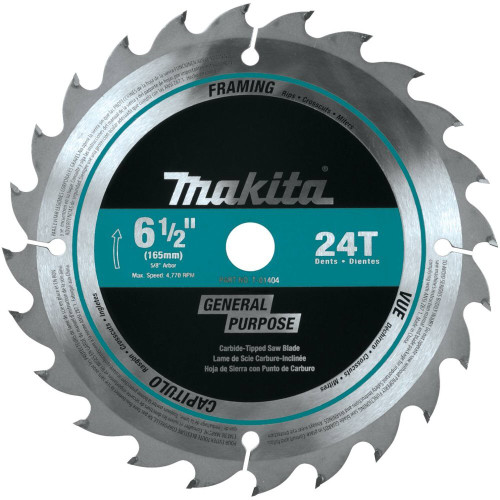 Makita T-01404  Carbide-Tipped 24T 6-1/2" Circular Saw Blade for Framing Image 0