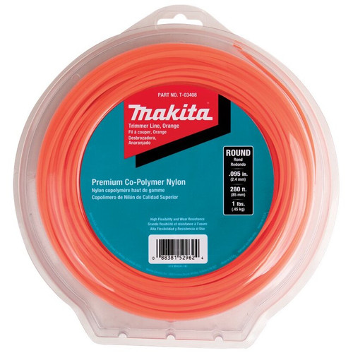 Makita T-03408  Round Trimmer Line, 0.095, Orange, 280, 1 lbs. Image 0
