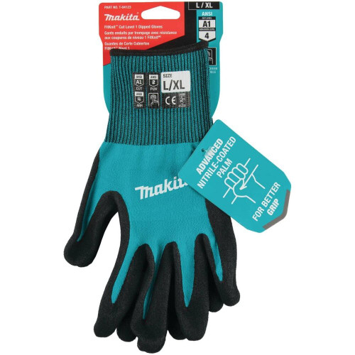 Makita T-04123  FitKnit Cut Level 1 Nitrile Coated Dipped Gloves (Large/X-Large) Image 4