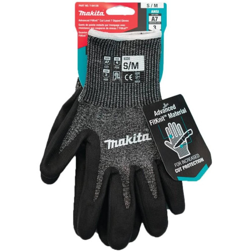 Makita T-04139  Advanced FitKnit Cut Level 7 Nitrile Coated Dipped Gloves (Small/Medium) Image 4