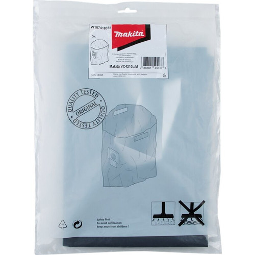 Makita W107418355  Plastic Disposal Bag, 5 Pack, VC4210 Image 0