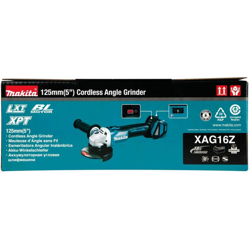 Makita XAG16Z  18V LXT Lithium-Ion Brushless Cordless 4-1/2 / 5" Cut-Off/Angle Grinder, with Electric Brake, Tool Only Image 4