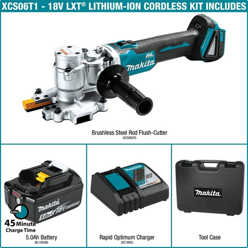 Makita XCS06T1  18V LXT Lithium-Ion Brushless Cordless Steel Rod Flush-Cutter Kit (5.0Ah) Image 2
