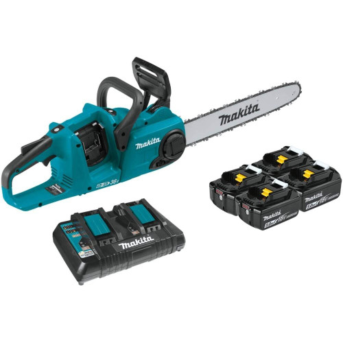 Makita XCU04PT1  36V (18V X2) LXT Brushless 16" Chain Saw Kit with 4 Batteries (5.0Ah) Image 0