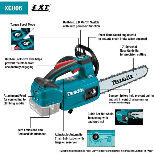 Makita XCU06Z  18V LXT Lithium-Ion Brushless Cordless 10" Top Handle Chain Saw (Tool Only) Image 2