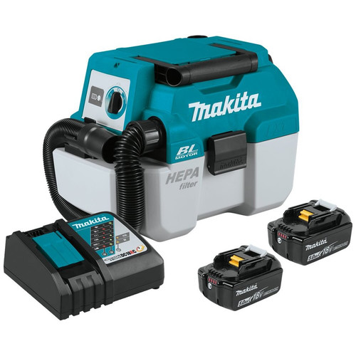 Makita XCV11T  18V LXT Lithium-Ion Brushless Cordless 2 Gallon HEPA Filter Portable Wet/Dry Dust Extractor/Vacuum Kit (5.0Ah) Image 0