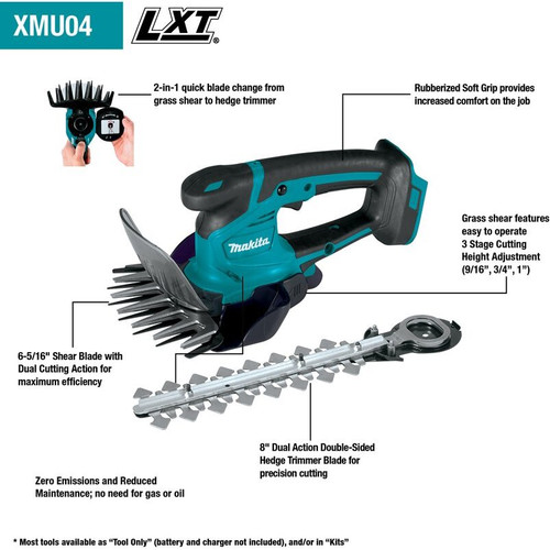 Makita XMU04ZX  18V LXT Lithium-Ion Cordless Grass Shear with Hedge Trimmer Blade, Tool Only Image 3