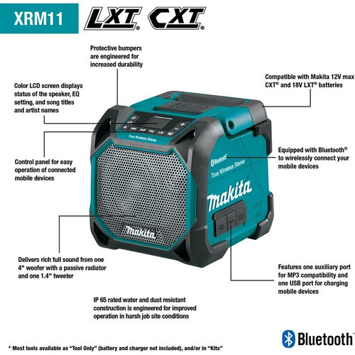 Makita XRM11  18V LXT / 12V max CXT Lithium-Ion Cordless Bluetooth Job Site Speaker, Tool Only Image 3