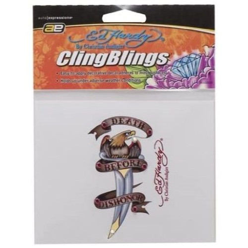 Auto Expressions 800001549  Ed Hardy Death Before Dishonor Cling Bling Decal Image 0 Auto Expressions 800001549  Ed Hardy Death Before Dishonor Cling Bling Decal Image 0