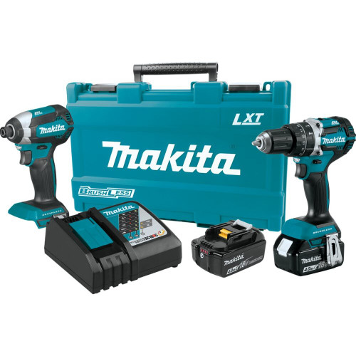 Makita XT269M  18V LXT Lithium-Ion Brushless Cordless 2-Piece Combo Kit Hammer Drill-Driver and Impact Driver (4.0Ah) Image 0