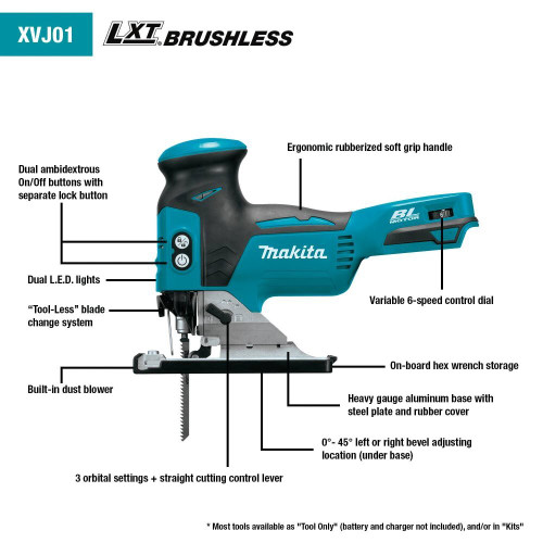 Makita XVJ01Z 18V LXT Lithium-Ion Brushless Cordless Barrel Grip Jig Saw, Tool Only Image 3