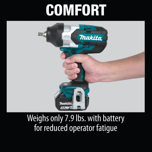 Makita XWT08T  18V LXT Lithium-Ion Brushless Cordless High Torque 1/2" Square Drive Impact Wrench Kit with Friction Ring Anvil (5.0Ah) Image 3