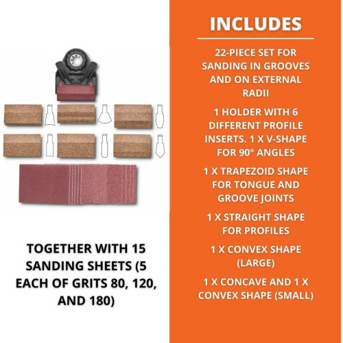 Fein 6-38-10-031-01-0  22-piece Profile Sanding Set - StarLock Plus Mount (63810031010) Image 2 Fein 6-38-10-031-01-0  22-piece Profile Sanding Set - StarLock Plus Mount (63810031010) Image 2