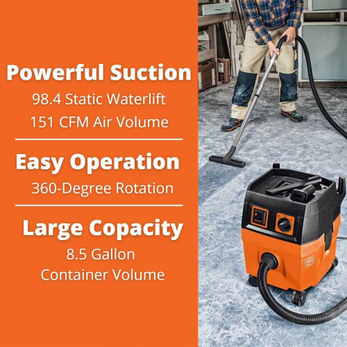 Fein Turbo II Professional HEPA Wet/Dry Dust Extractor Vacuum Cleaner with Accessory Set - 8.5 Gallon (92036060990) Image 3