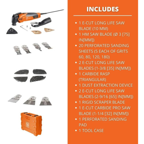 Fein MM 500 PLUS TOP Multimaster 500 Corded Oscillating 350W Multi-Tool Kit with 30 Accessories and Case (72296770090) Image 4