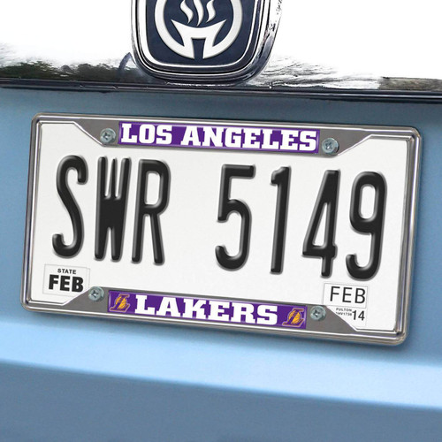 Fanmats 14796  Los Angeles Lakers Metal License Plate Frame with Chrome Finish Image 1
