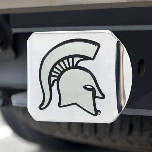 Fanmats 15073  MSU - Michigan State Spartans Chrome Hitch Cover with Metal 3D Emblem Image 1