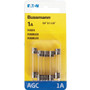 Bussmann BP/AGC-1-RP  AGC 1 Amp Fast-Acting Glass Tube Fuses 1/4" x 1-1/4" - 5 per Card Image 1
