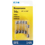Bussmann BP/SFE-14-RP  SFE 14 Amp Fast-Acting Glass Tube Fuses 1/4" x 1-1/16" - 5 per Card Image 1