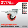 Titan Casters 4120555T  Polyurethane Swivel Plate Caster with Brake - 3"  Image 1