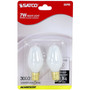 Satco S3792  7 Watt C7 White Night Light Bulbs with Candle Base - 2 per Card Image 1