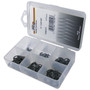 Pico 0001-E  90 Piece "E" Clip Assortment Kit 5 Sizes from 3/32" to 7/16" Shaft Size in Plastic Kit Box Image 0
