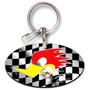 PlastiColor 4164R01  Enamel Key Chain with Mr. Horsepower Checkered Flag Design Image 0