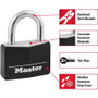 Master Lock 141D  1-9/16" Wide Black Vinyl Covered Body Padlock with 7/8" Shacle Height Image 4